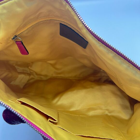 Coach Poppy Patent Leather Glam Tote Shoulder Bag Silver/Fuchsia Pink No 13836 - Picture 15 of 16